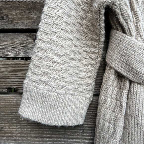 Matta - Kimono Sweater Coat in Baby Alpaca, Heather Oatmeal Color - Size M/L - Picture 6 of 10